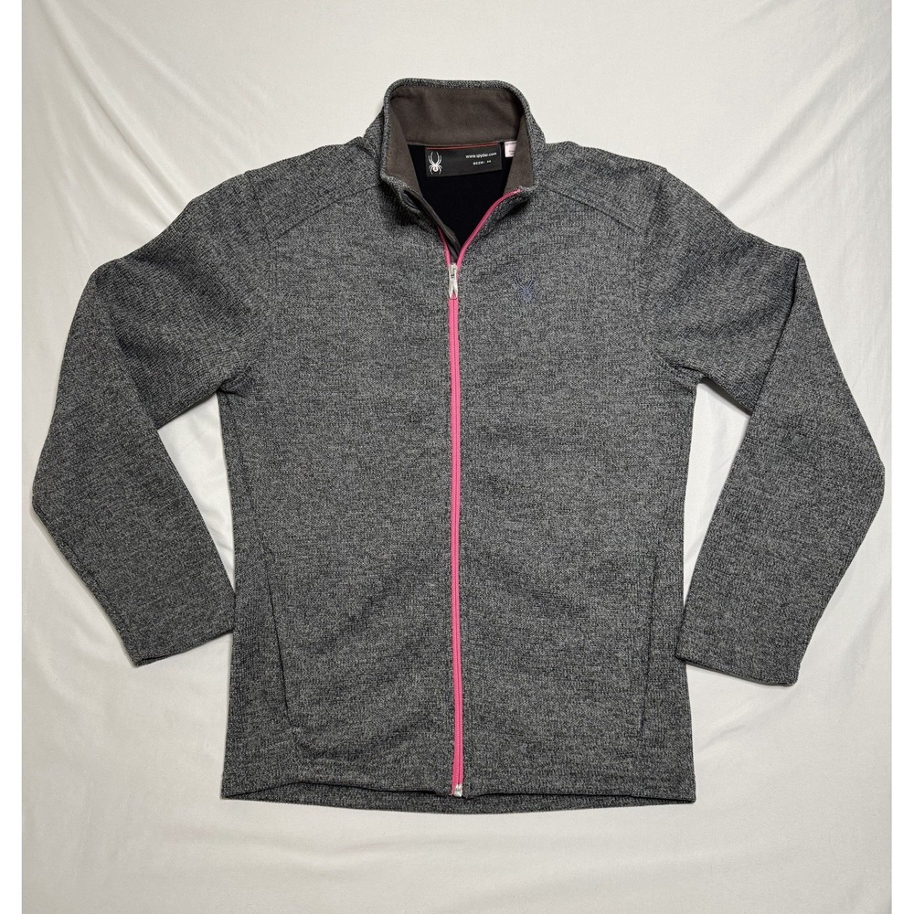 Spyder Jacket Womens Medium‎ Gray Full Zip Knit Mock Neck Outdoor